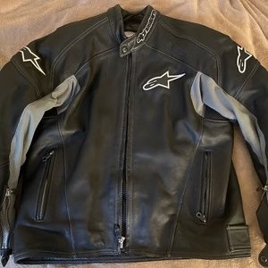 Alpinestar Black Leather Jacket Size USA 48 EUR 58